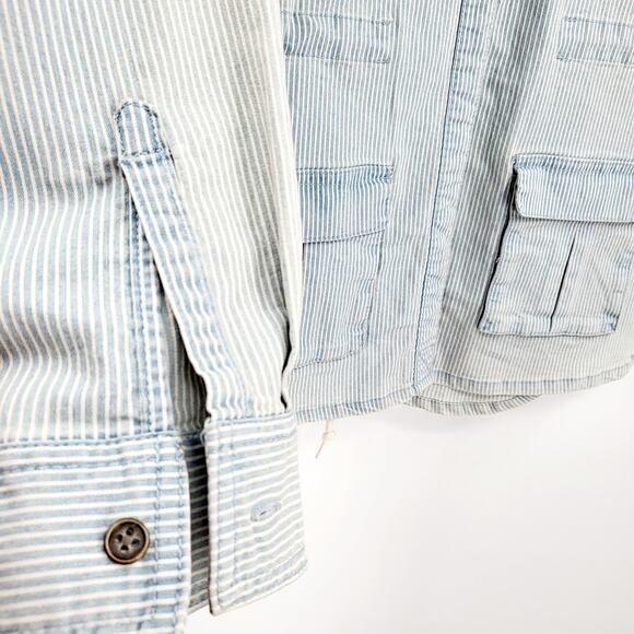 NWT Universal Thread Railroad Striped Utility Jacket Faded Light Blue & White XL - Picture 7 of 12